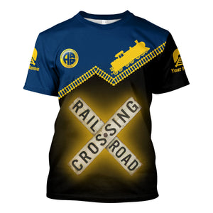 Railspirit Personalized Alaska Railroad T Shirt Railroad Crossing Printed Train Track Shirt
