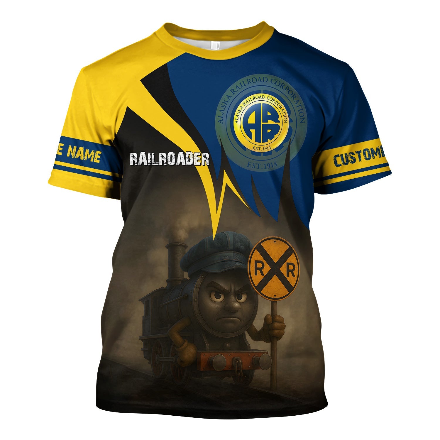 Railspirit Personalized Alaska Railroad T-Shirt Angry Train Shirt Gift Idea For Train Lover
