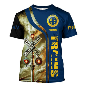 Railspirit Custom Name Alaska Railroad T Shirt Railroad Crossing Sign Train Shirt All Over Print