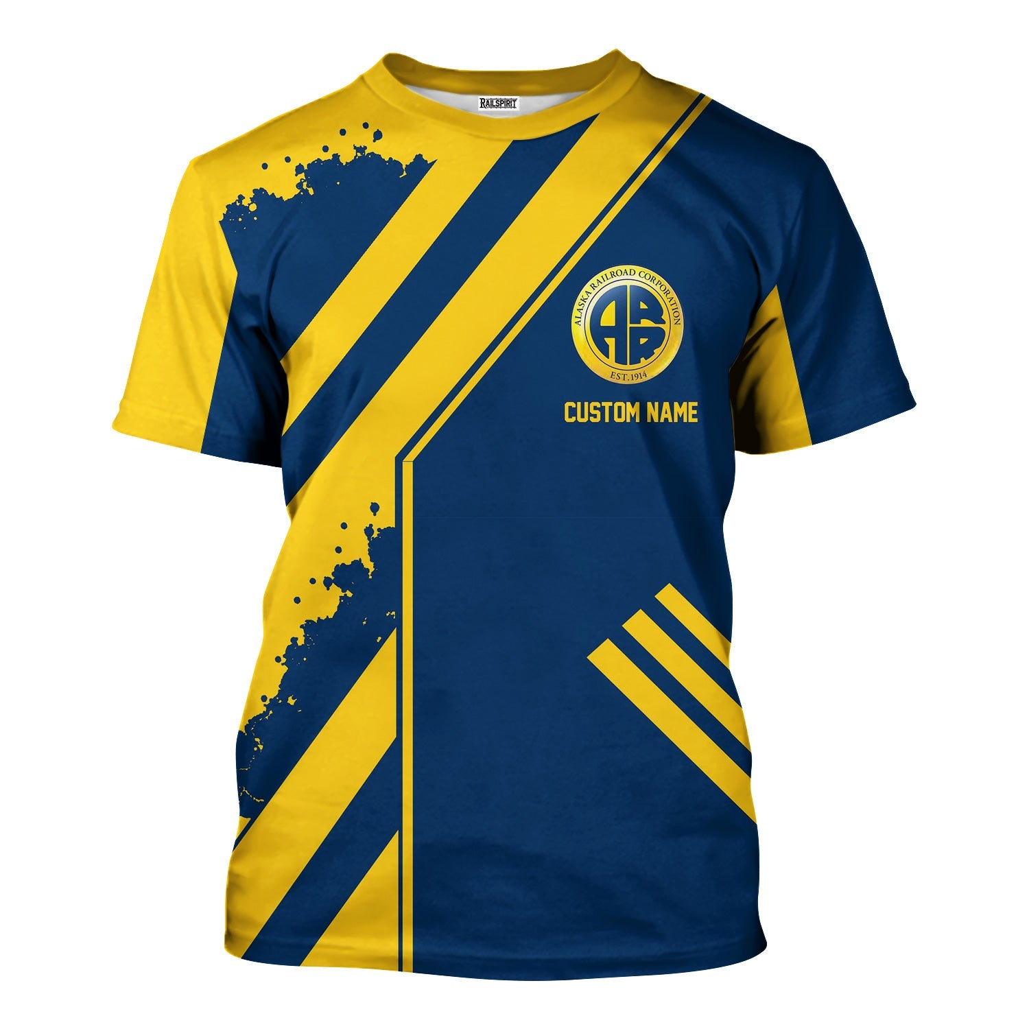 Railspirit Personalized Alaska Railroad T-Shirt Locomotive Design Train Shirt for Train Enthusiast