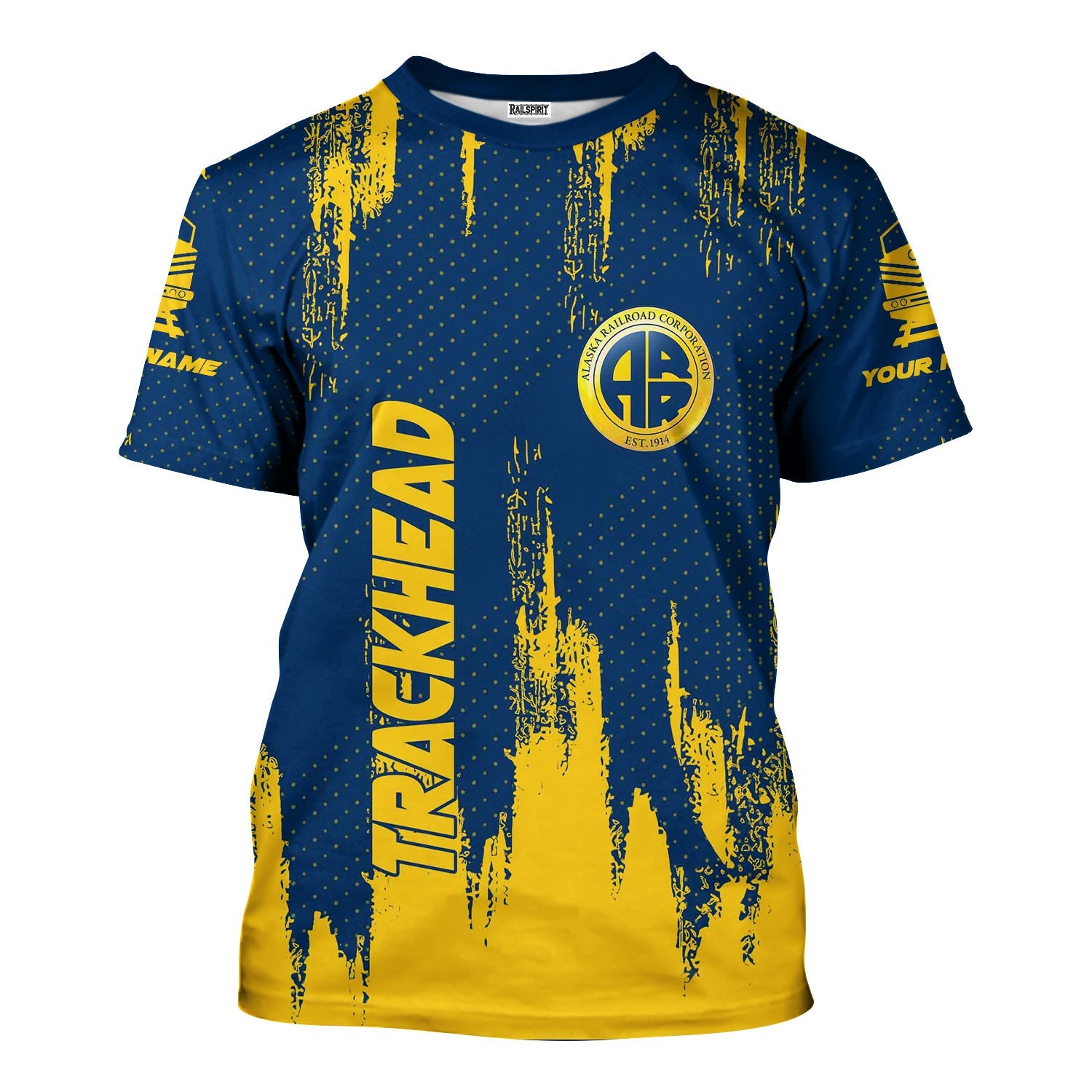 Railspirit Personalized Alaska Railroad T-Shirt Paint Impact Design Train Shirt for Trackhead