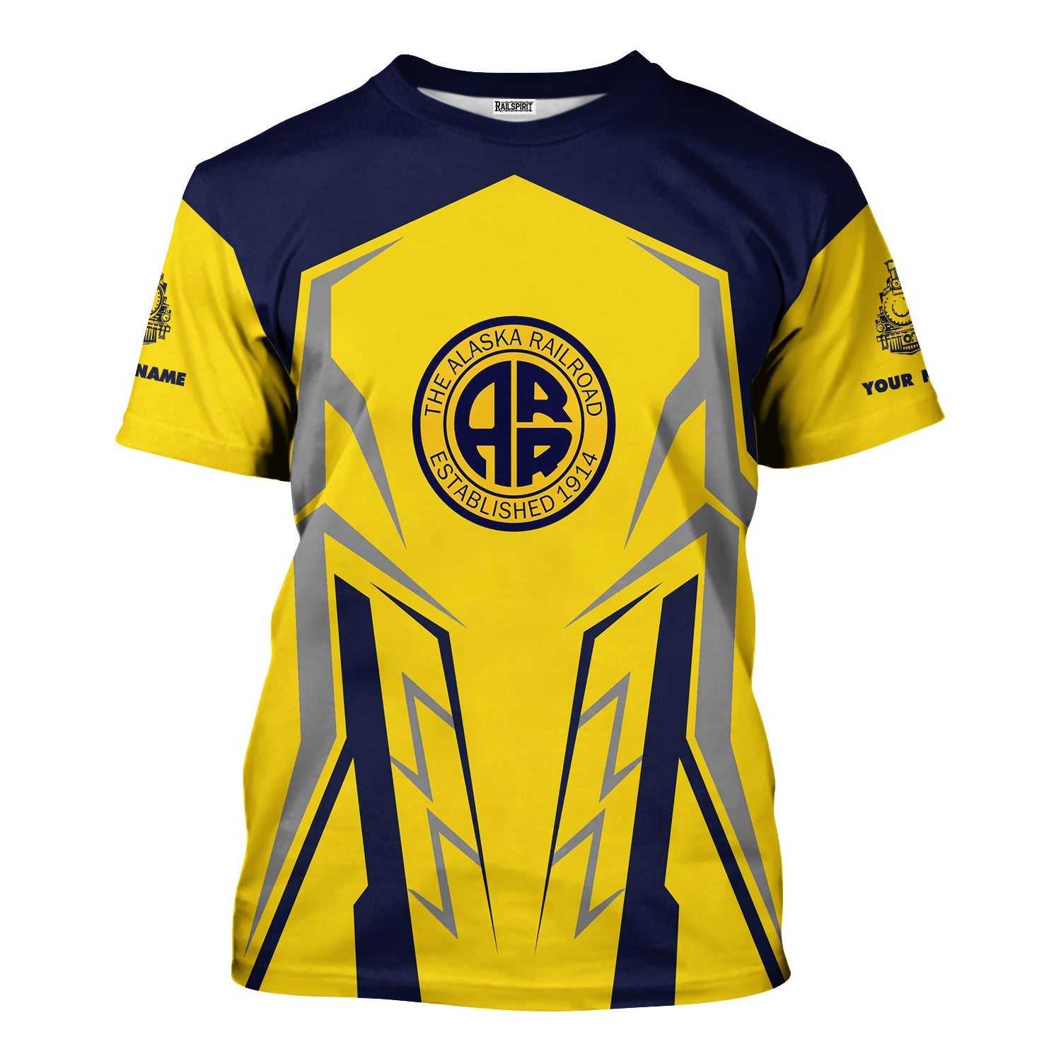 Railspirit Personalized Alaska Railroad T-Shirt Futuristic Design with Custom Job Train Shirt