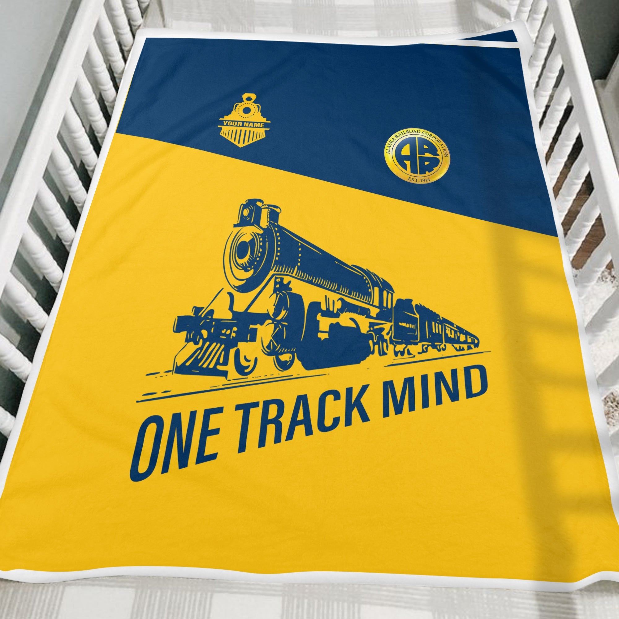 Railspirit Personalized Alaska Railroad Blanket One Track Mind Train Blanket Gift Idea For Train Lover