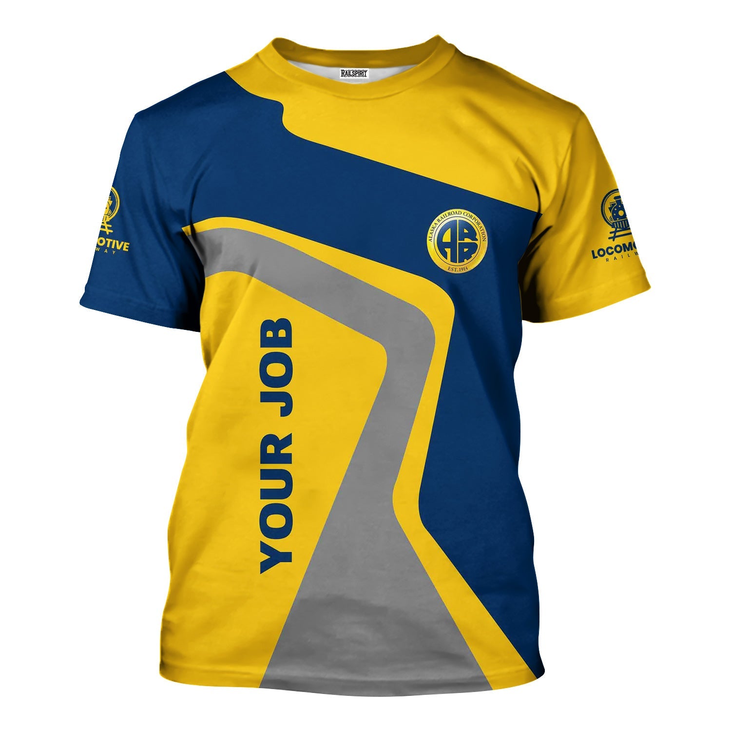 Railspirit Personalized Alaska Railroad T-Shirt Unique Design with Custom Job Position Train Shirt