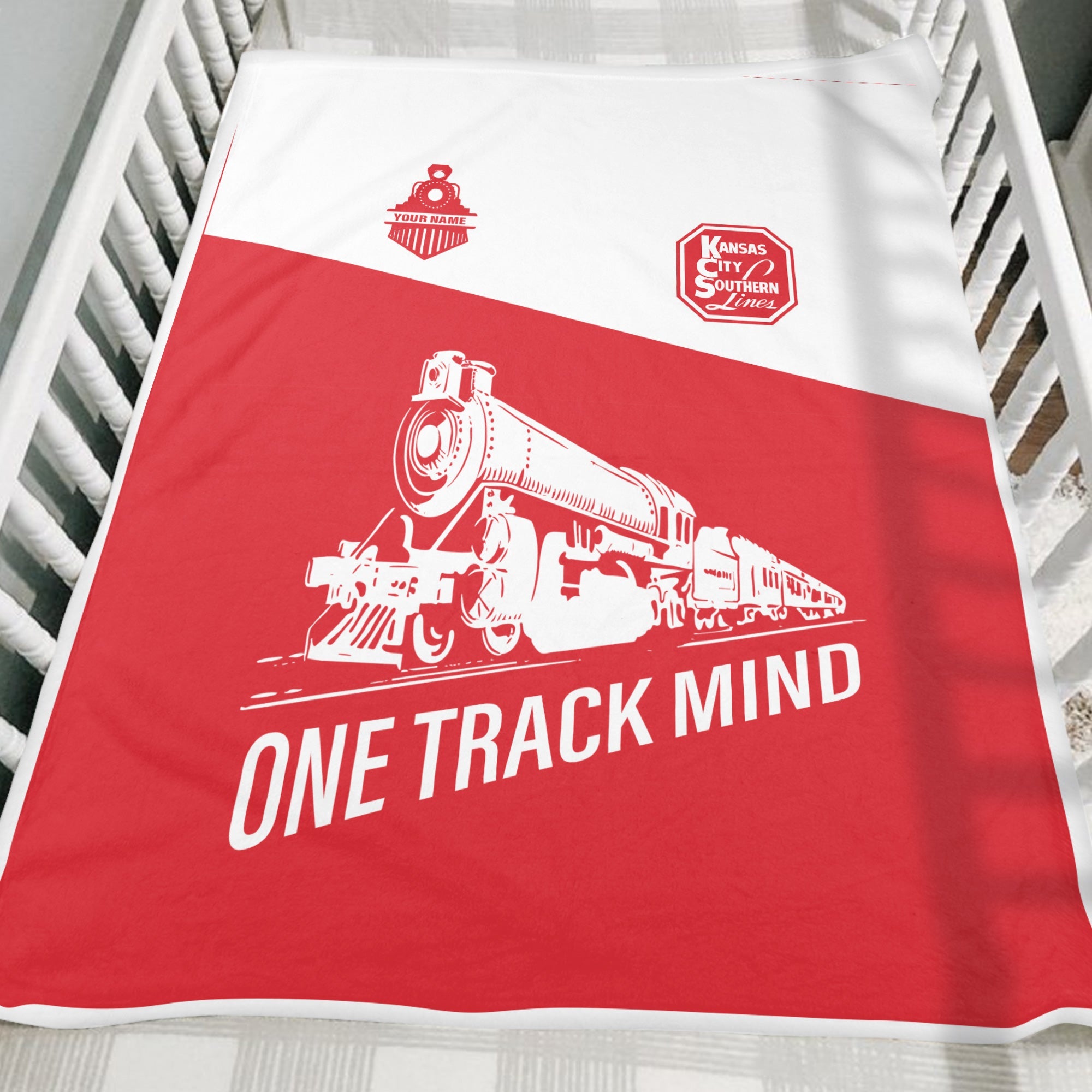 Railspirit Personalized Kansas City Southern Blanket One Track Mind Train Blanket Gift Idea For Train Lover