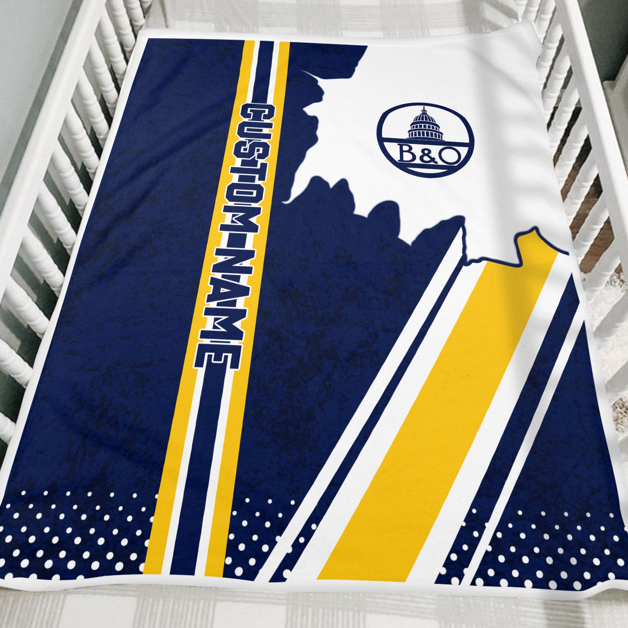 Railspirit Personalized Baltimore and Ohio Railroad Blanket Vintage B&O All Over Printed Blanket