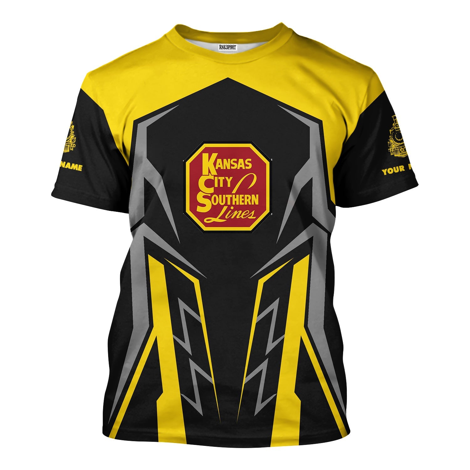 Railspirit Personalized Kansas City Southern T-Shirt Futuristic Design with Custom Job Train Shirt