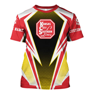 Railspirit Personalized Kansas City Southern T-Shirt Lightning Graphic Style Shirt Gift Idea For Train Lover