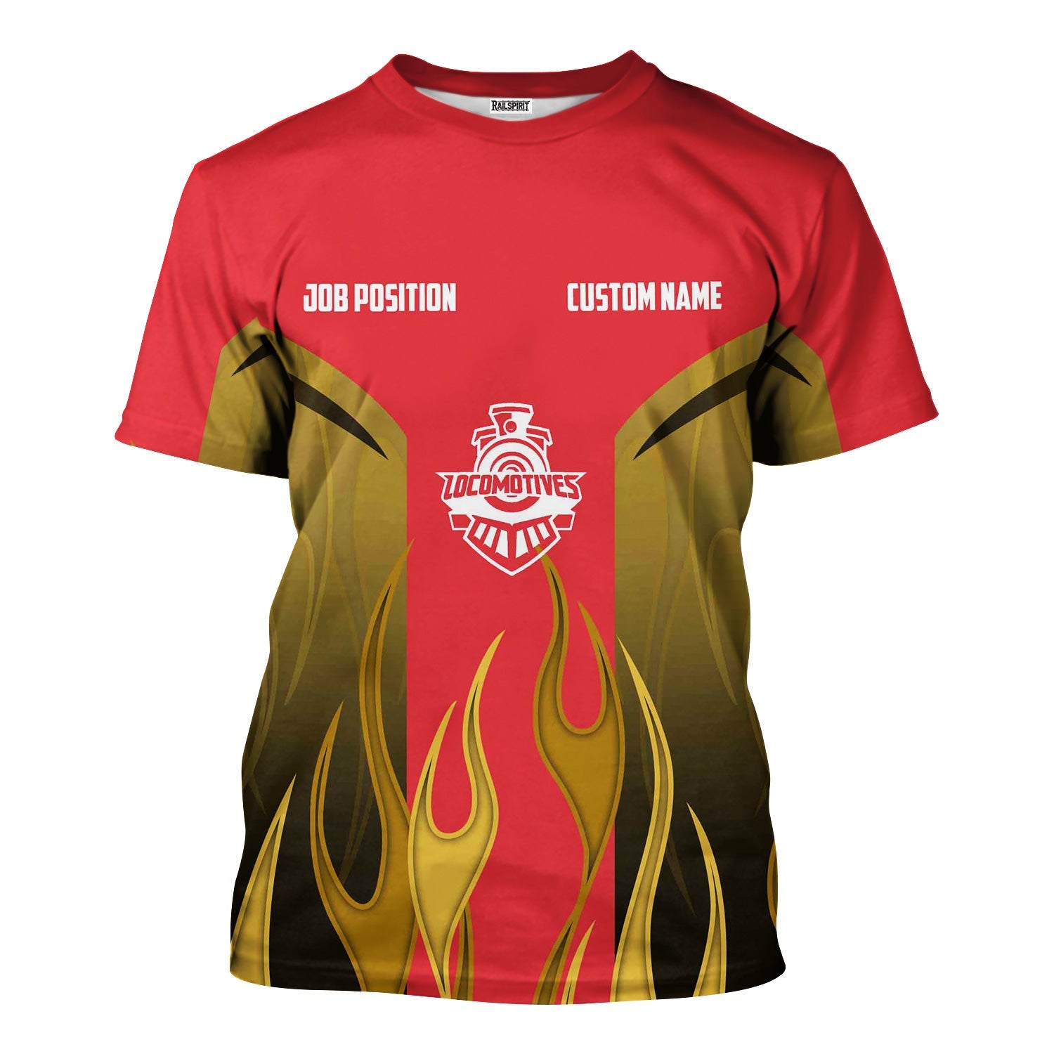 Railspirit Custom Name and Job Title Kansas City Southern T-Shirt Flame Graphic Train Shirt