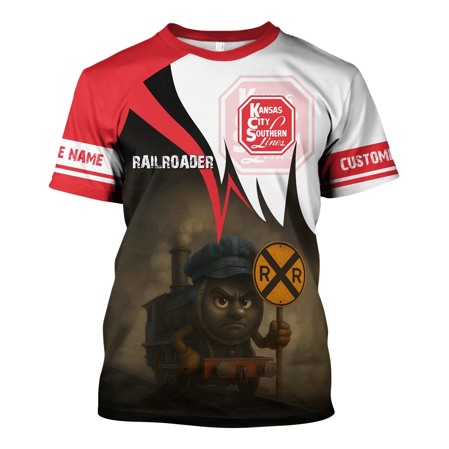 Railspirit Personalized Kansas City Southern T-Shirt Angry Train Shirt Gift Idea For Train Lover