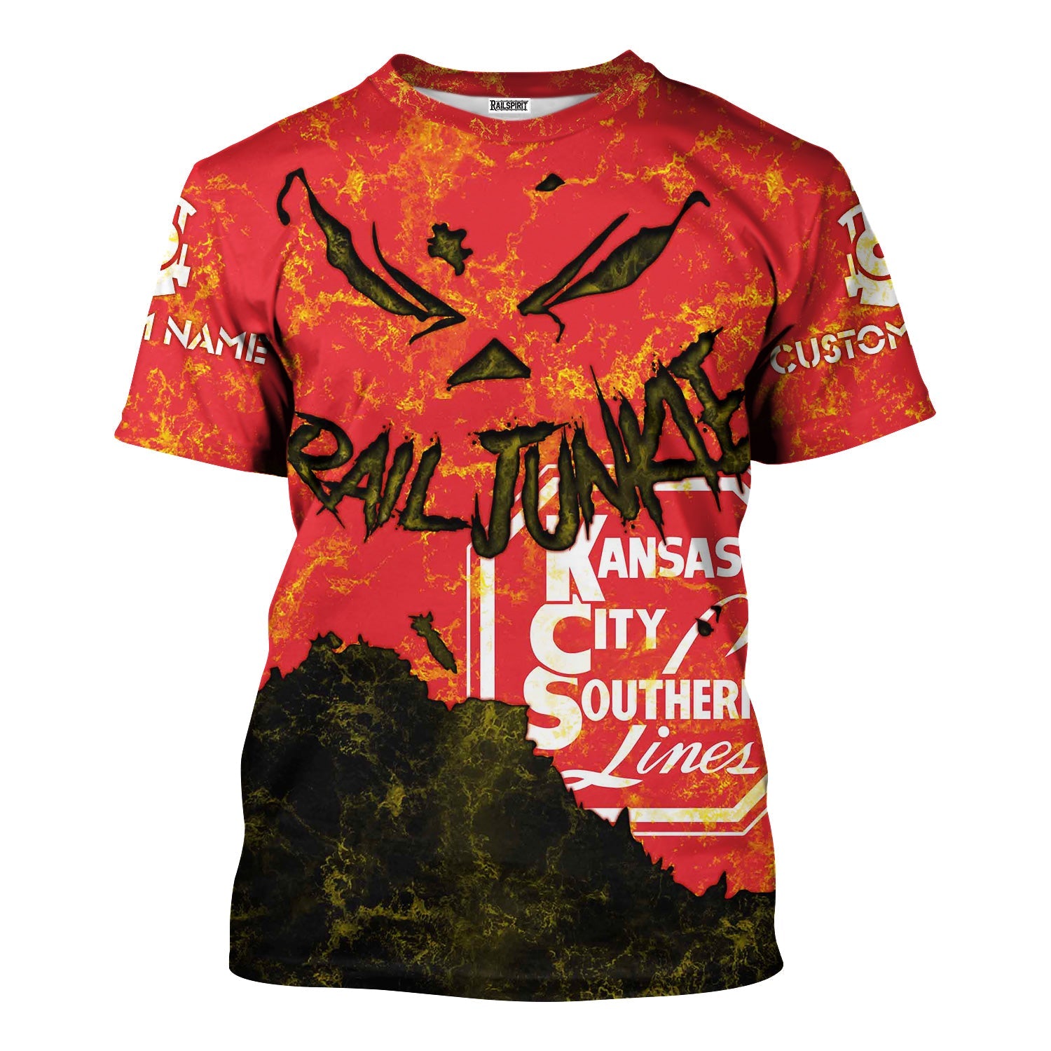 Railspirit Personalized Kansas City Southern T-Shirt Torn Graphic Style Train Shirt For Rail Junkie