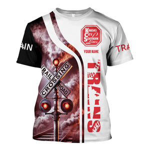 Railspirit Custom Name Kansas City Southern T Shirt Railroad Crossing Sign Train Shirt All Over Print