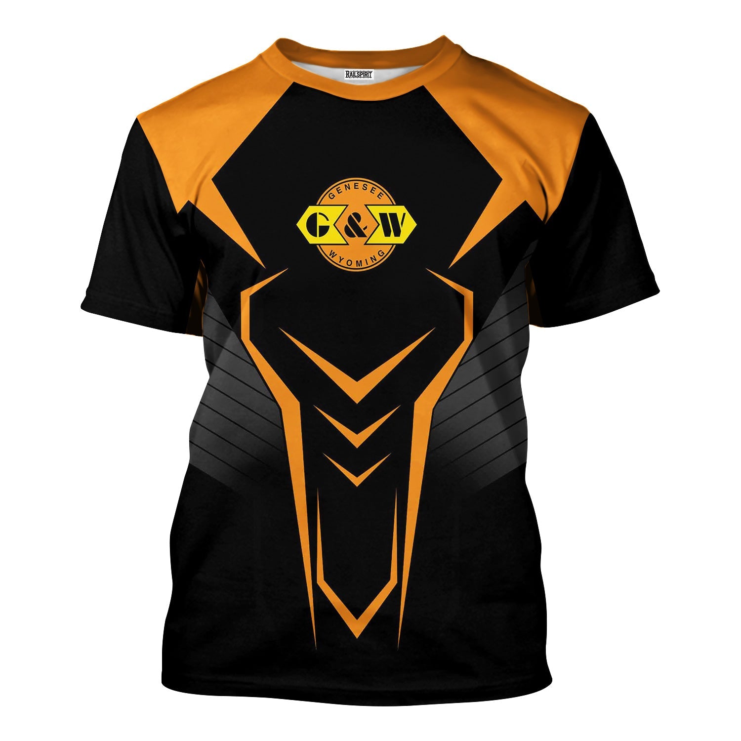 Railspirit Personalized Genesee & Wyoming Inc. Railroad T-Shirt Dynamic Design Style Perfect Shirt for Train Enthusiasts