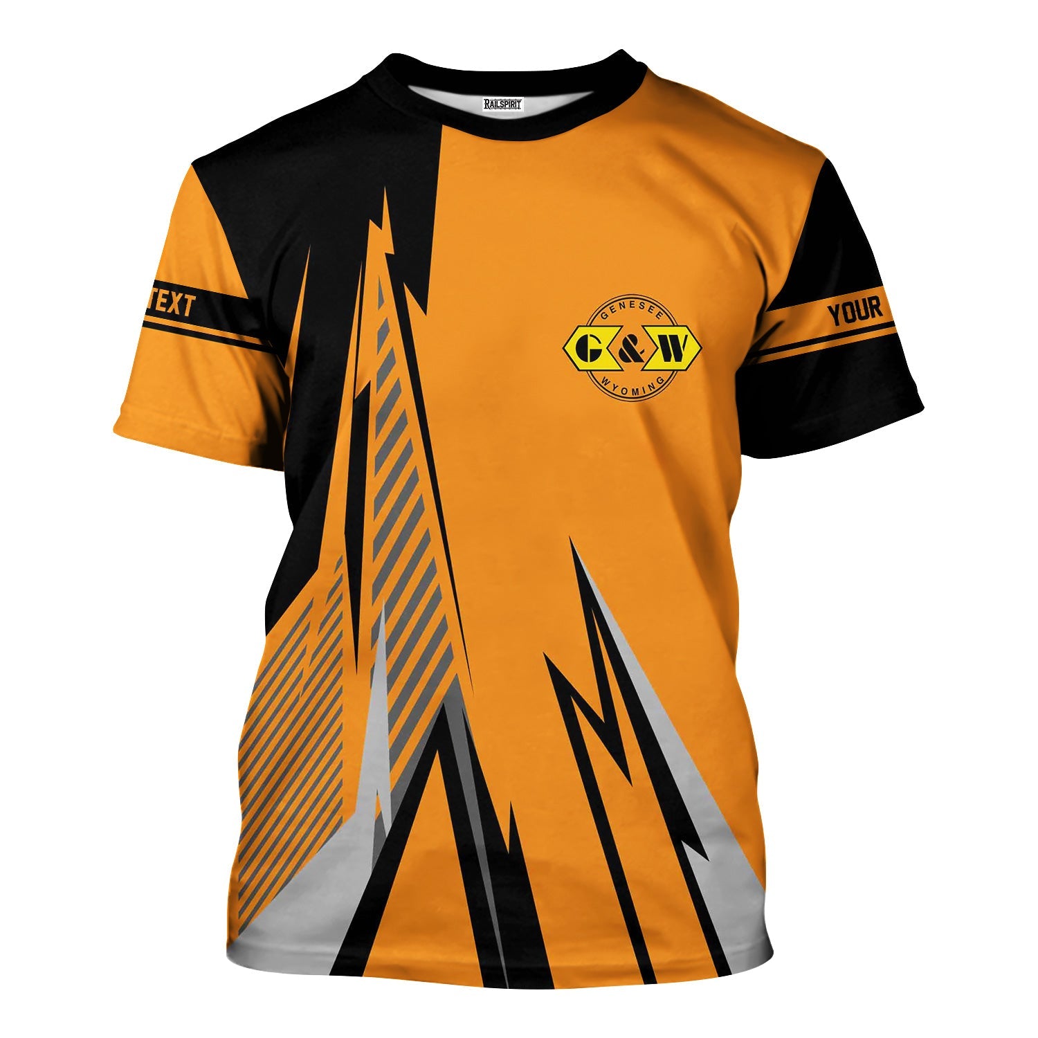 Railspirit Personalized Genesee & Wyoming Inc. Railroad T-Shirt Lightning-Inspired Railway Style Shirt For Train Lovers
