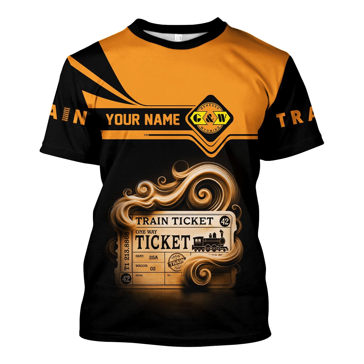 Railspirit Personalized Genesee & Wyoming Inc. Railroad T Shirt Train Ticket American Locomotive Printed Train