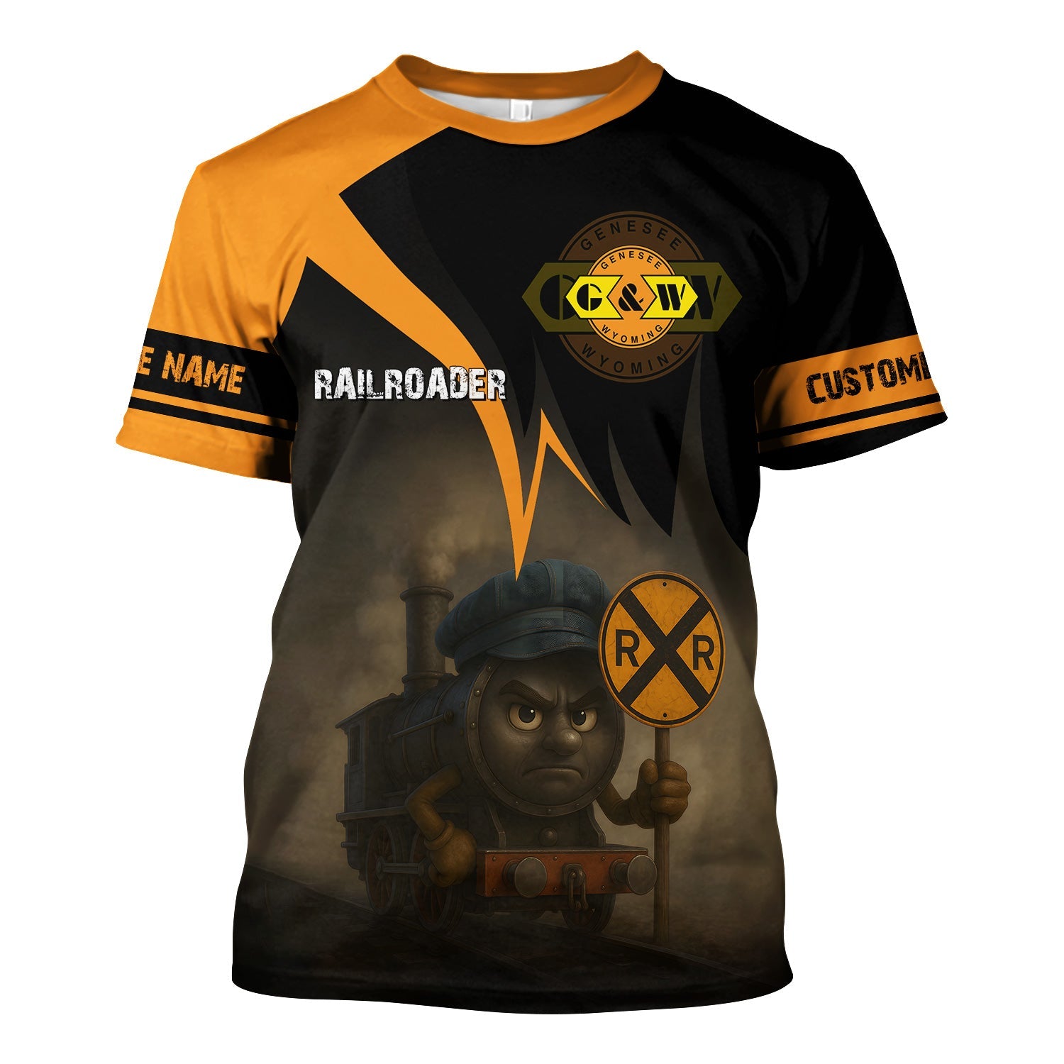 Railspirit Personalized Genesee & Wyoming Inc. Railroad T-Shirt Angry Train Shirt Gift Idea For Train Lover