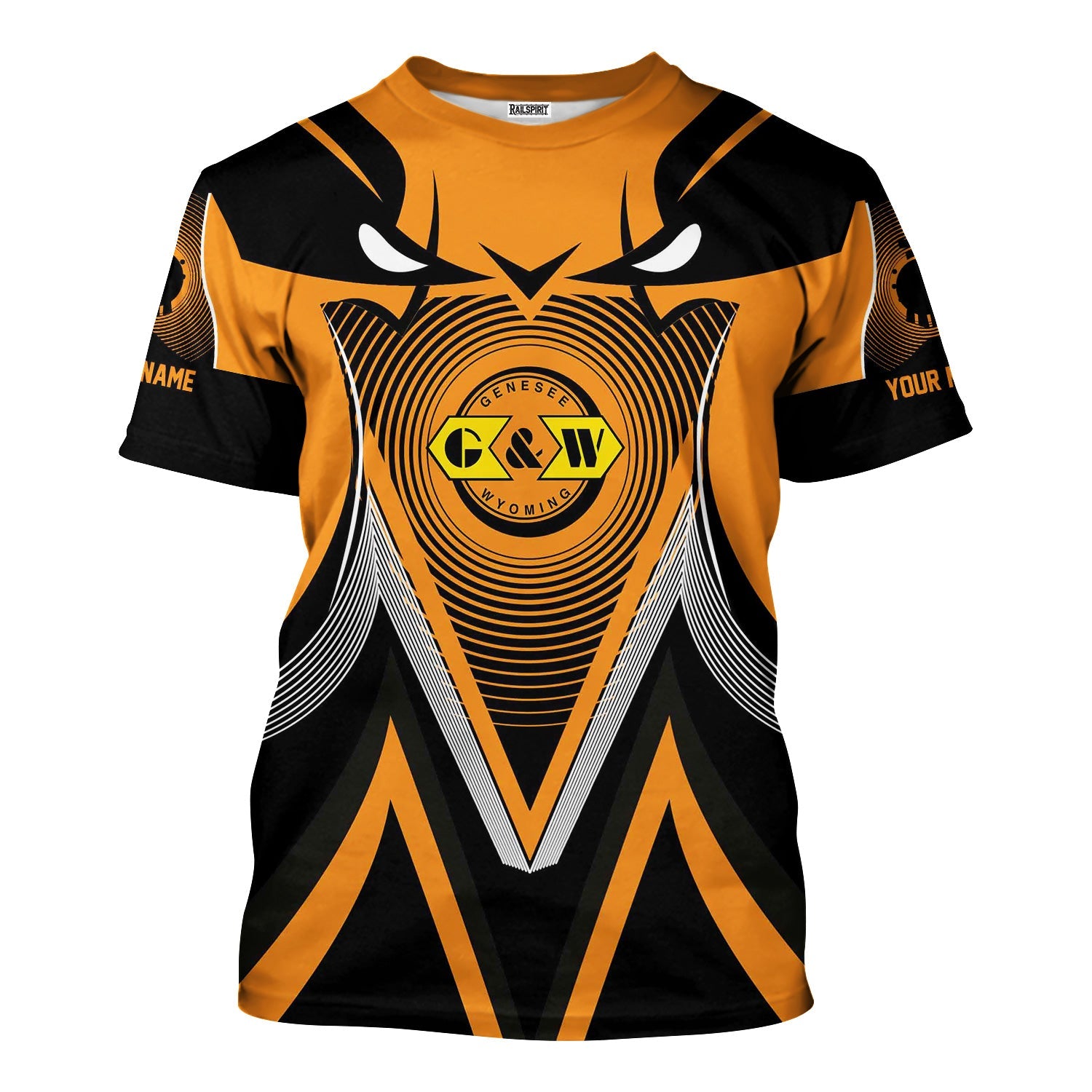 Railspirit Personalized Genesee & Wyoming Inc. Railroad T-Shirt Vibrant Graphic Pattern Shirt For Train Enthusiasts