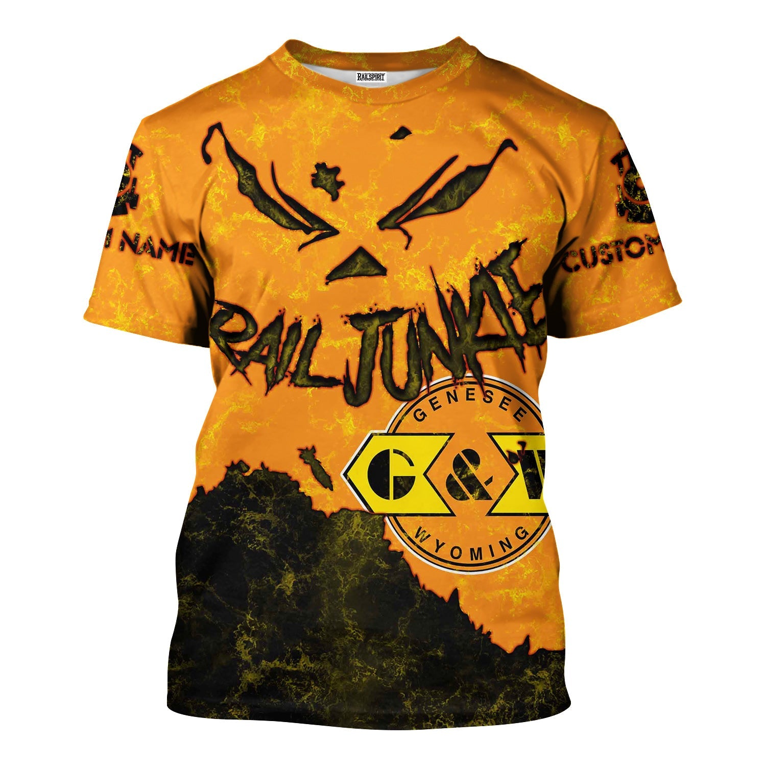 Railspirit Personalized Genesee & Wyoming Inc. Railroad T-Shirt Torn Graphic Style Train Shirt For Rail Junkie