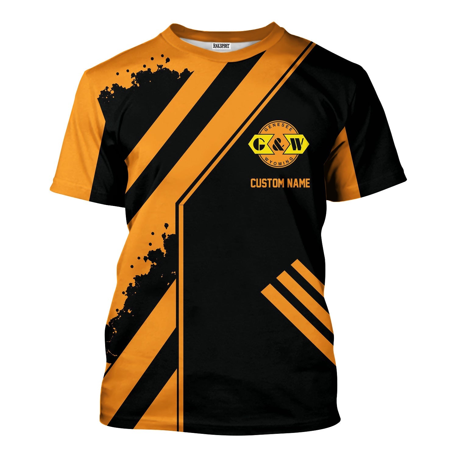 Railspirit Personalized Genesee & Wyoming Inc. Railroad T-Shirt Locomotive Design Train Shirt for Train Enthusiast