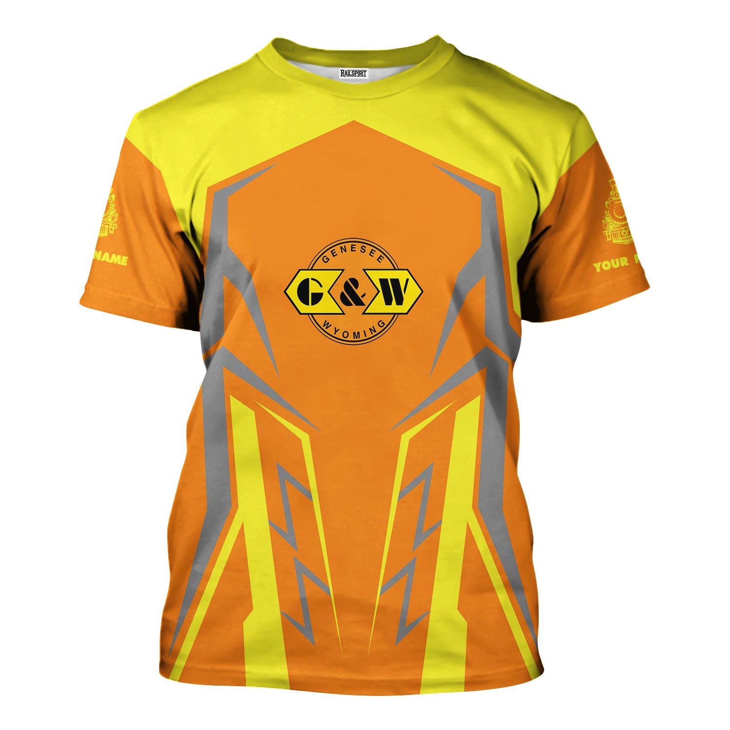 Railspirit Personalized Genesee & Wyoming Inc. Railroad T-Shirt Futuristic Design with Custom Job Train Shirt