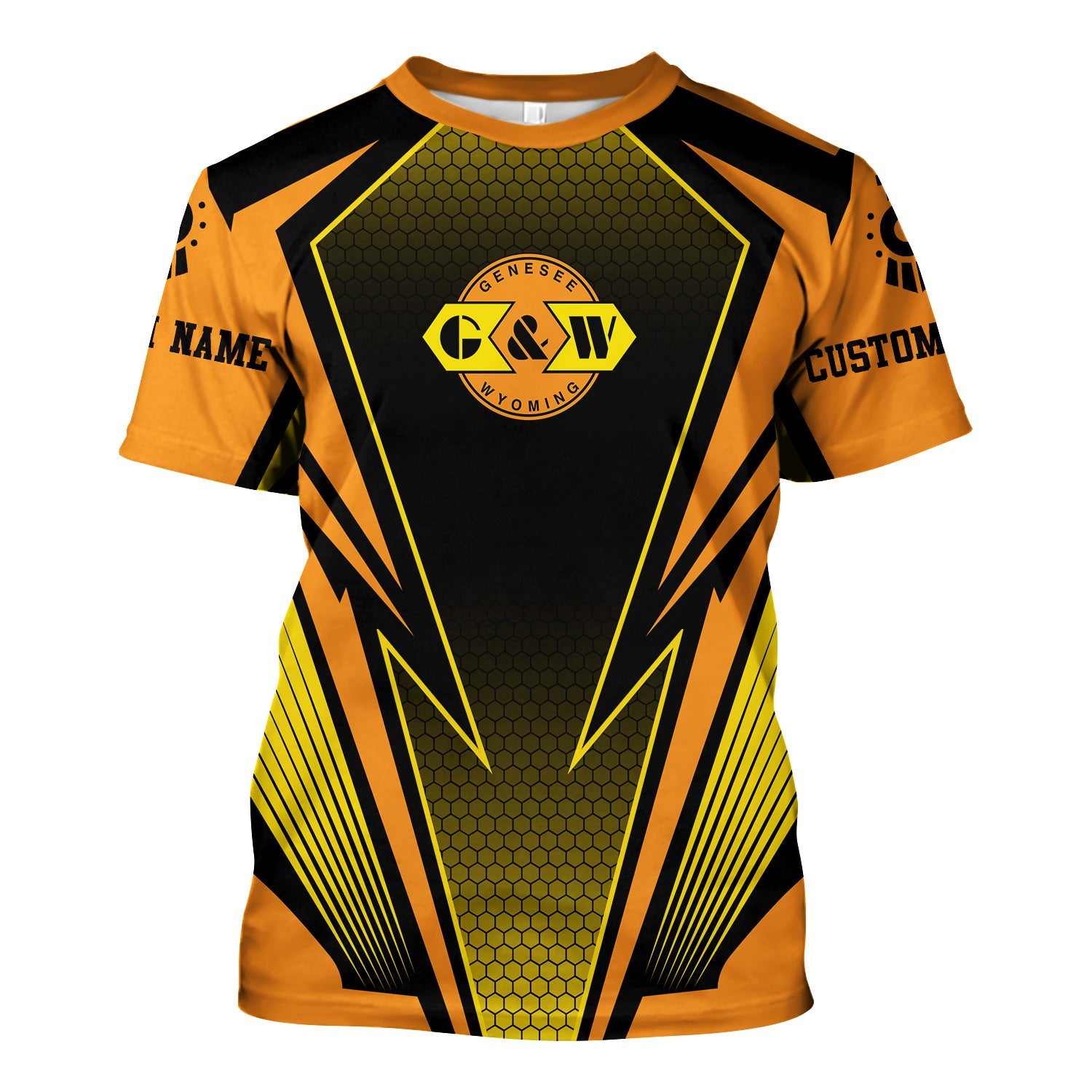 Railspirit Personalized Genesee & Wyoming Inc. Railroad T-Shirt Lightning Graphic Style Shirt Gift Idea For Train Lover