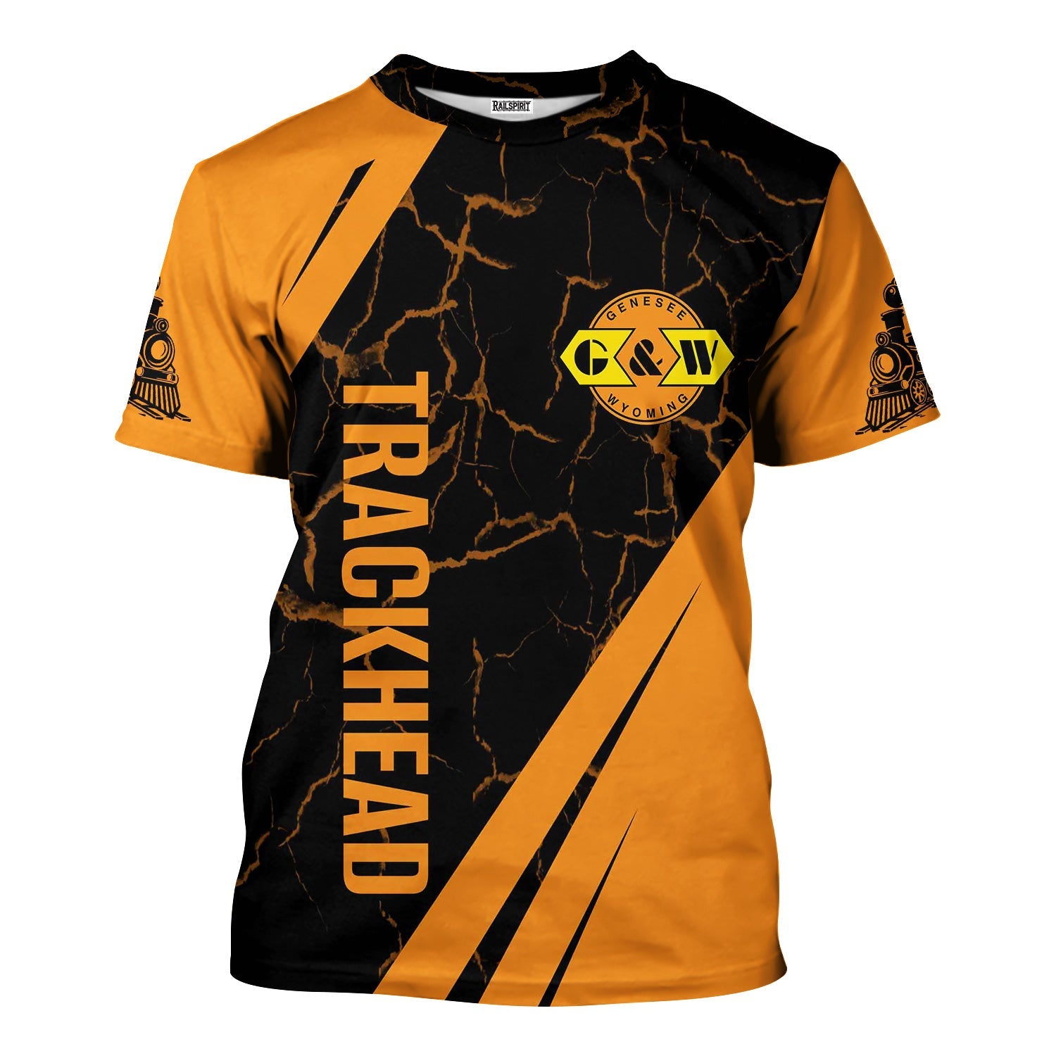 Railspirit Personalized Genesee & Wyoming Inc. Railroad T-Shirt Crackle Texture Style Shirt For Trackhead