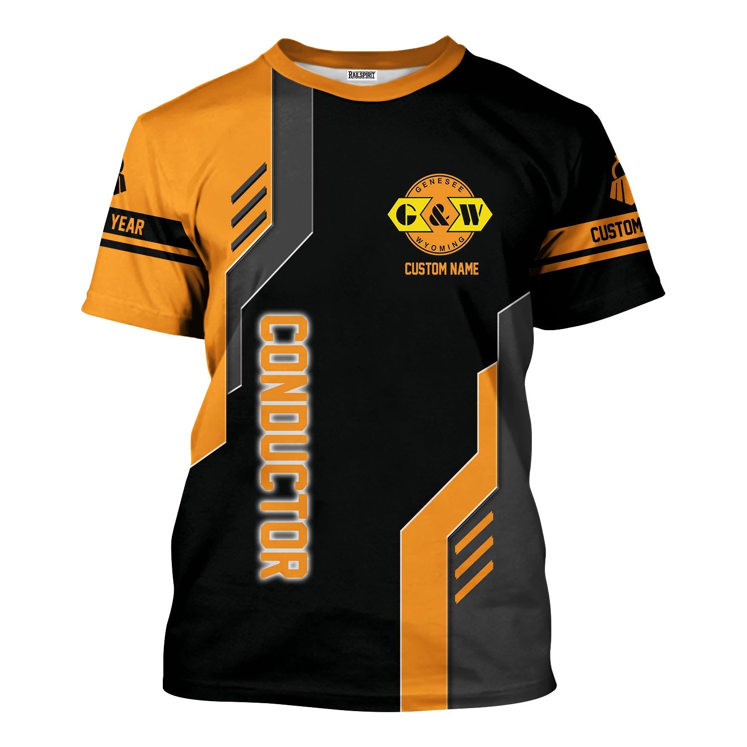 Railspirit Personalized Genesee & Wyoming Inc. Railroad T-Shirt Unique Railway Style with Custom Job Train Shirt