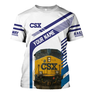 Railspirit Personalized CSX Transportation Railroad T-Shirt CSX Engine Graphic Shirt