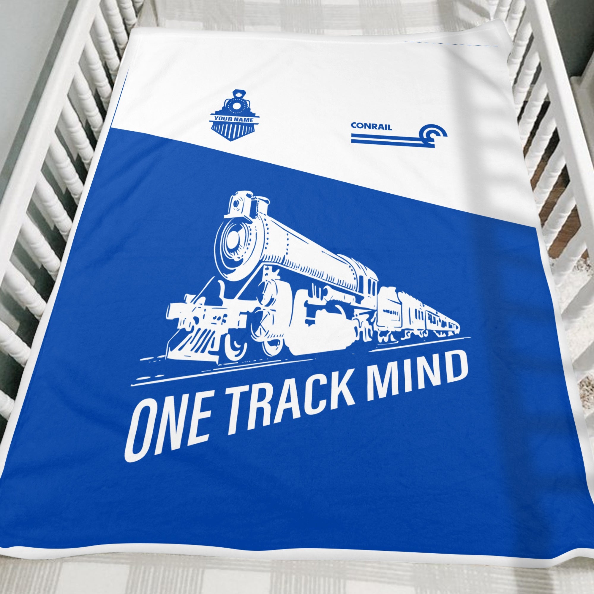 Railspirit Personalized Conrail Railroad Blanket One Track Mind Train Blanket Gift Idea For Train Lover