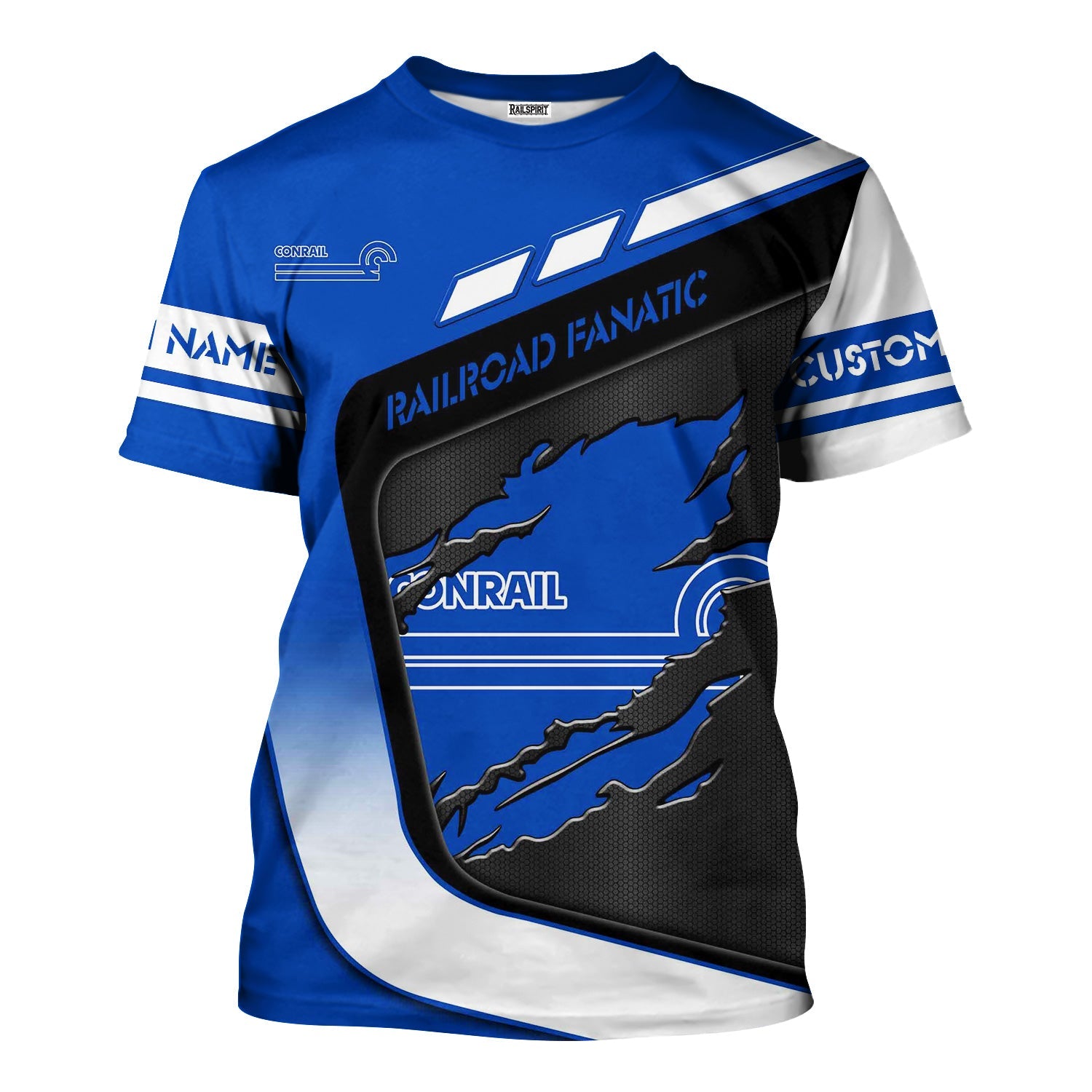 Railspirit Personalized Conrail Railroad T-Shirt Ripped Texture Style Train Shirt For Railroad Fanatic
