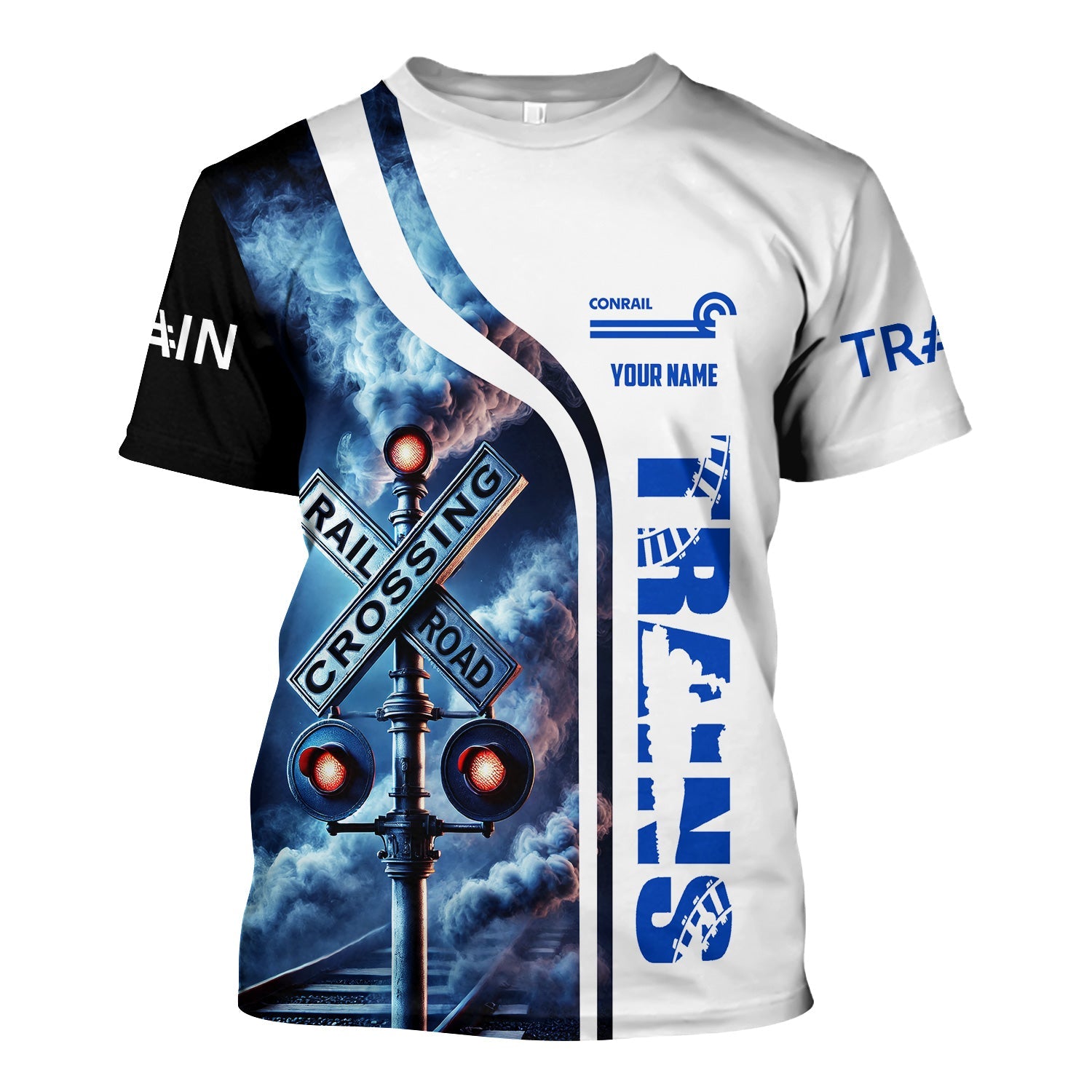 Railspirit Custom Name Conrail Railroad T Shirt Railroad Crossing Sign Train Shirt All Over Print