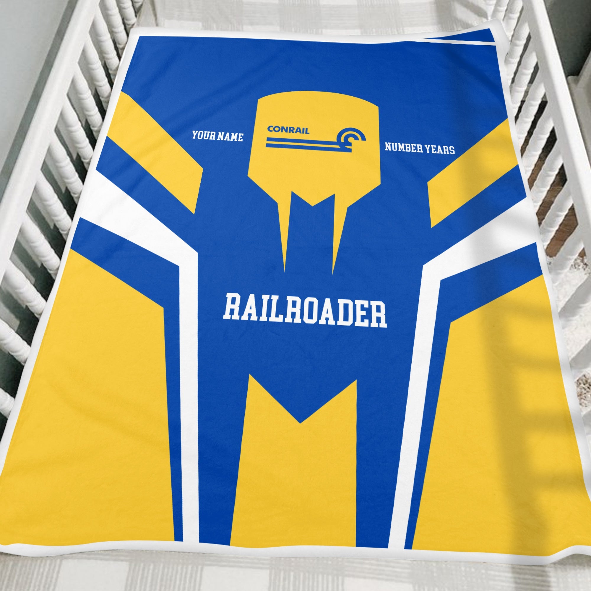 Railspirit Personalized Conrail Railroad Blanket Custom Year Railroader Gift Idea For Train Lover