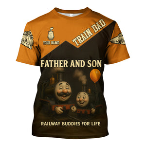 Railspirit Personalized T-Shirt Father And Son Railway Buddies For Life Shirt Gift Idea For Train Lover