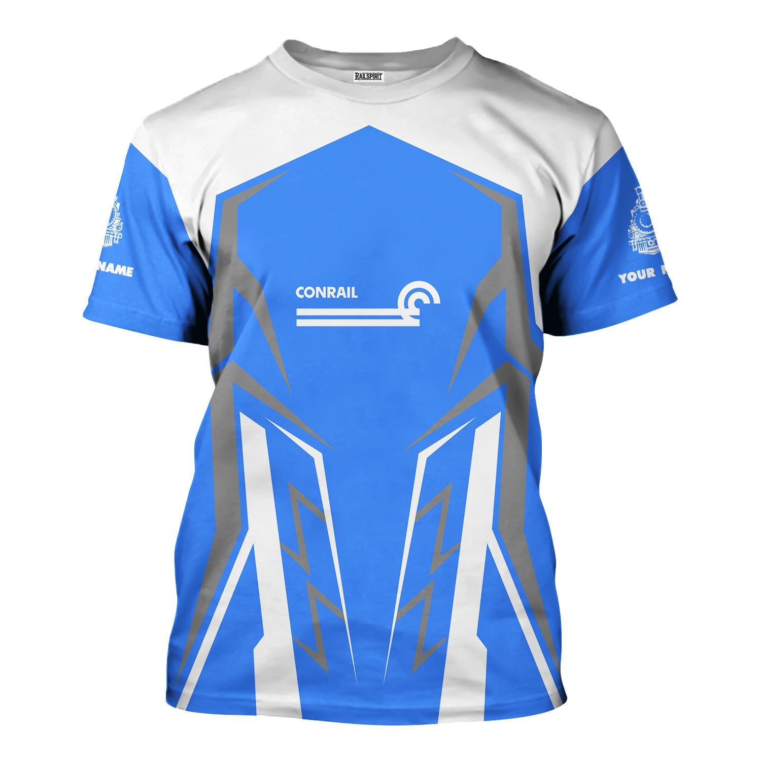 Railspirit Personalized Conrail Railroad T-Shirt Futuristic Design with Custom Job Train Shirt