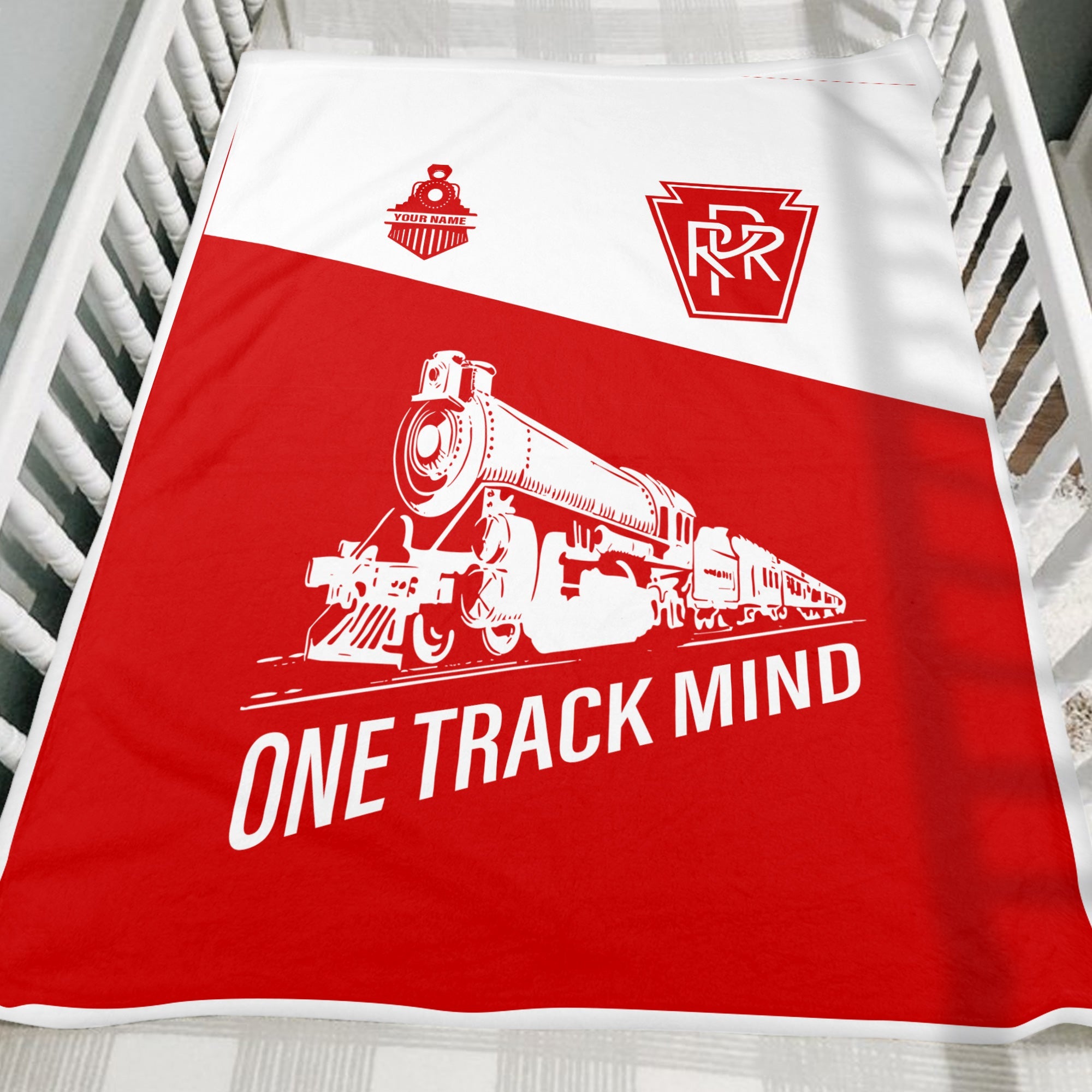 Railspirit Personalized Pennsylvania Railroad Blanket One Track Mind Train Blanket Gift Idea For Train Lover