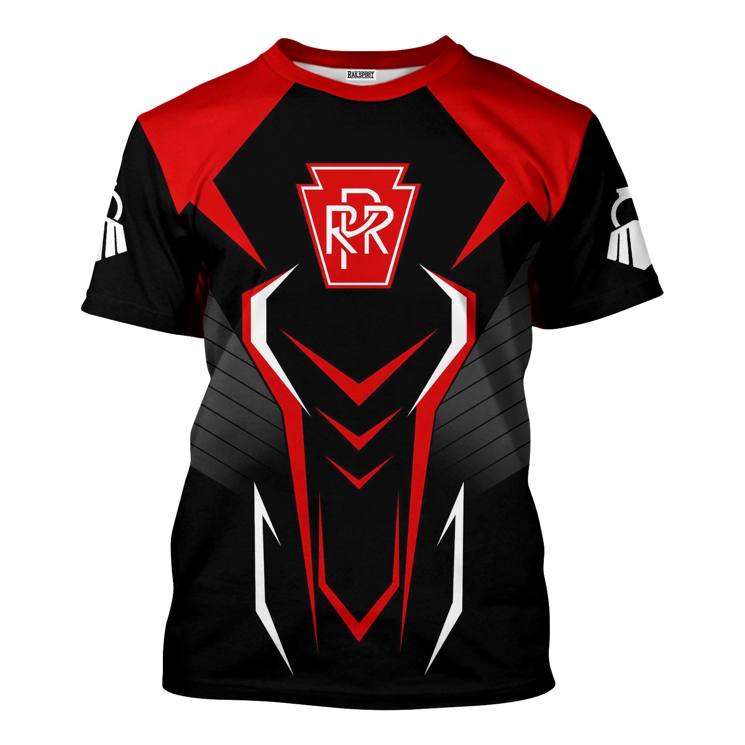 Railspirit Personalized Pennsylvania Railroad T-Shirt Dynamic Design Style Perfect Shirt for Train Enthusiasts