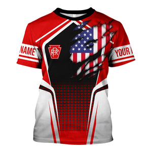 Railspirit Personalized Pennsylvania Railroad T Shirt American Eagle Vintage Train Shirt