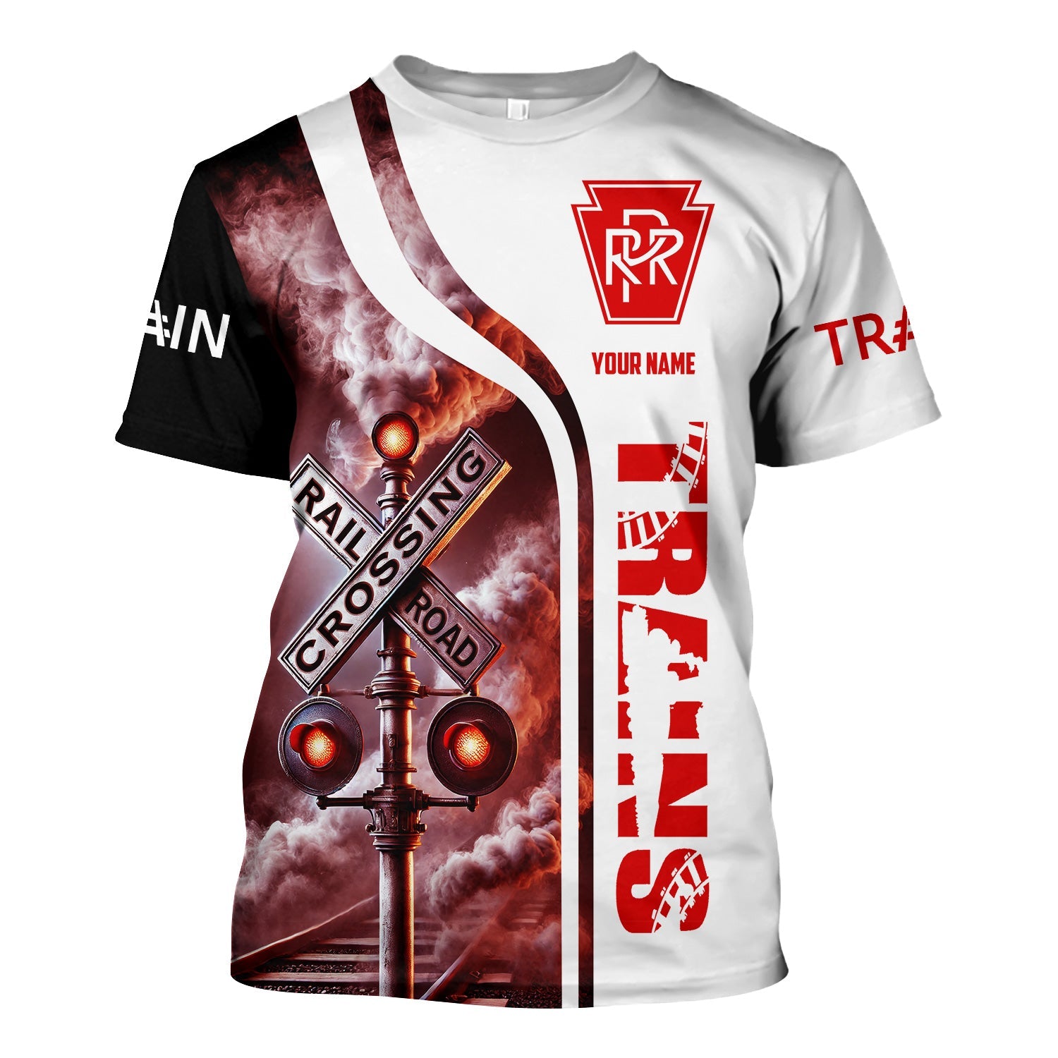 Railspirit Custom Name Pennsylvania Railroad T Shirt Railroad Crossing Sign Train Shirt All Over Print