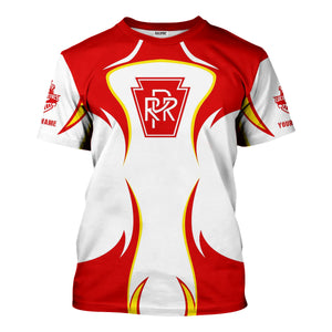 Railspirit Personalized Pennsylvania Railroad T-Shirt Distinctive Flame Style Shirt For Steam Engine Addict