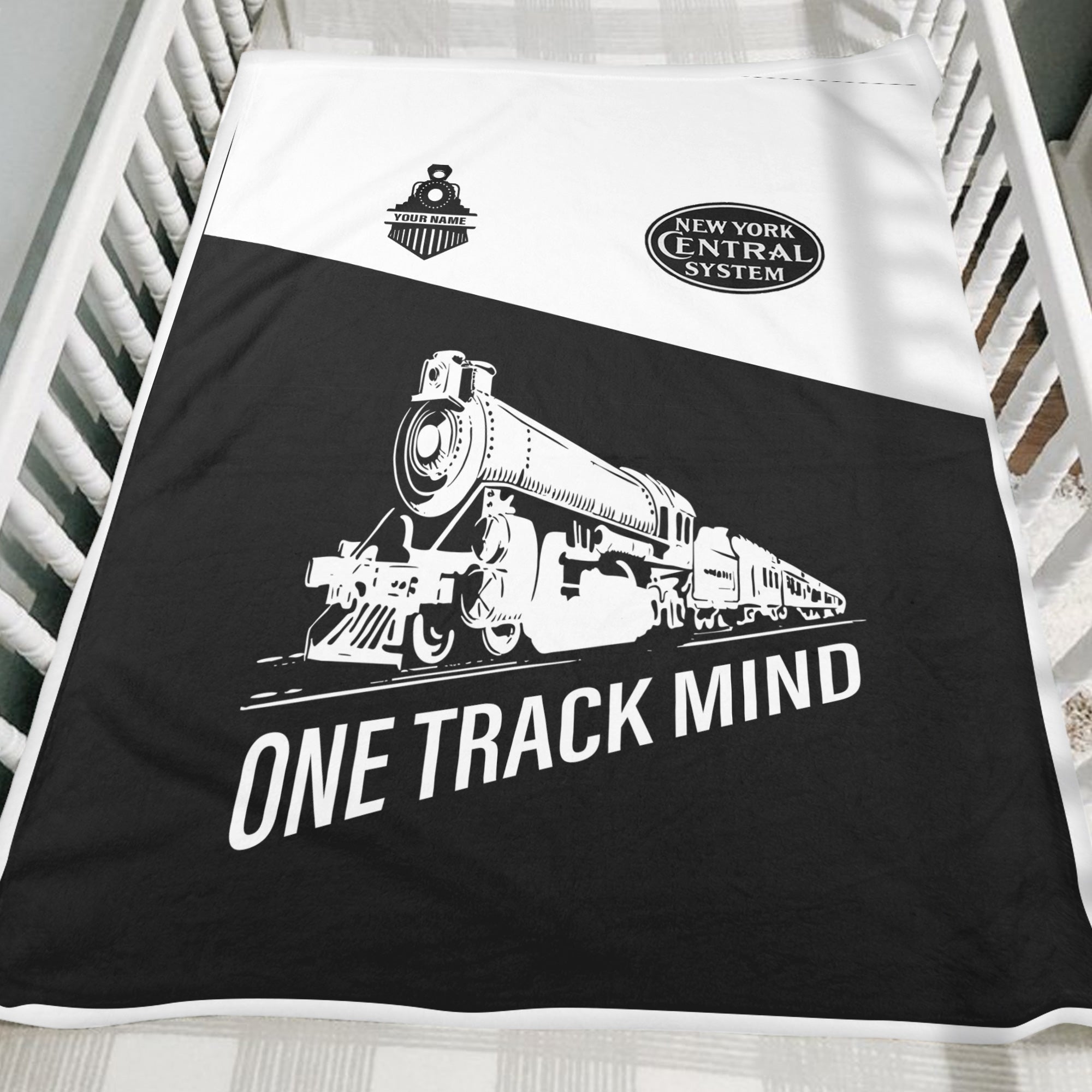 Railspirit Personalized New York Central Railroad Blanket One Track Mind Train Blanket Gift Idea For Train Lover