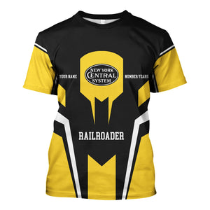 Railspirit Personalized New York Central Railroad T-Shirt Custom Year Railroader Shirt Gift Idea For Train Lover