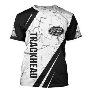 Railspirit Personalized New York Central Railroad T-Shirt Crackle Texture Style Shirt For Trackhead