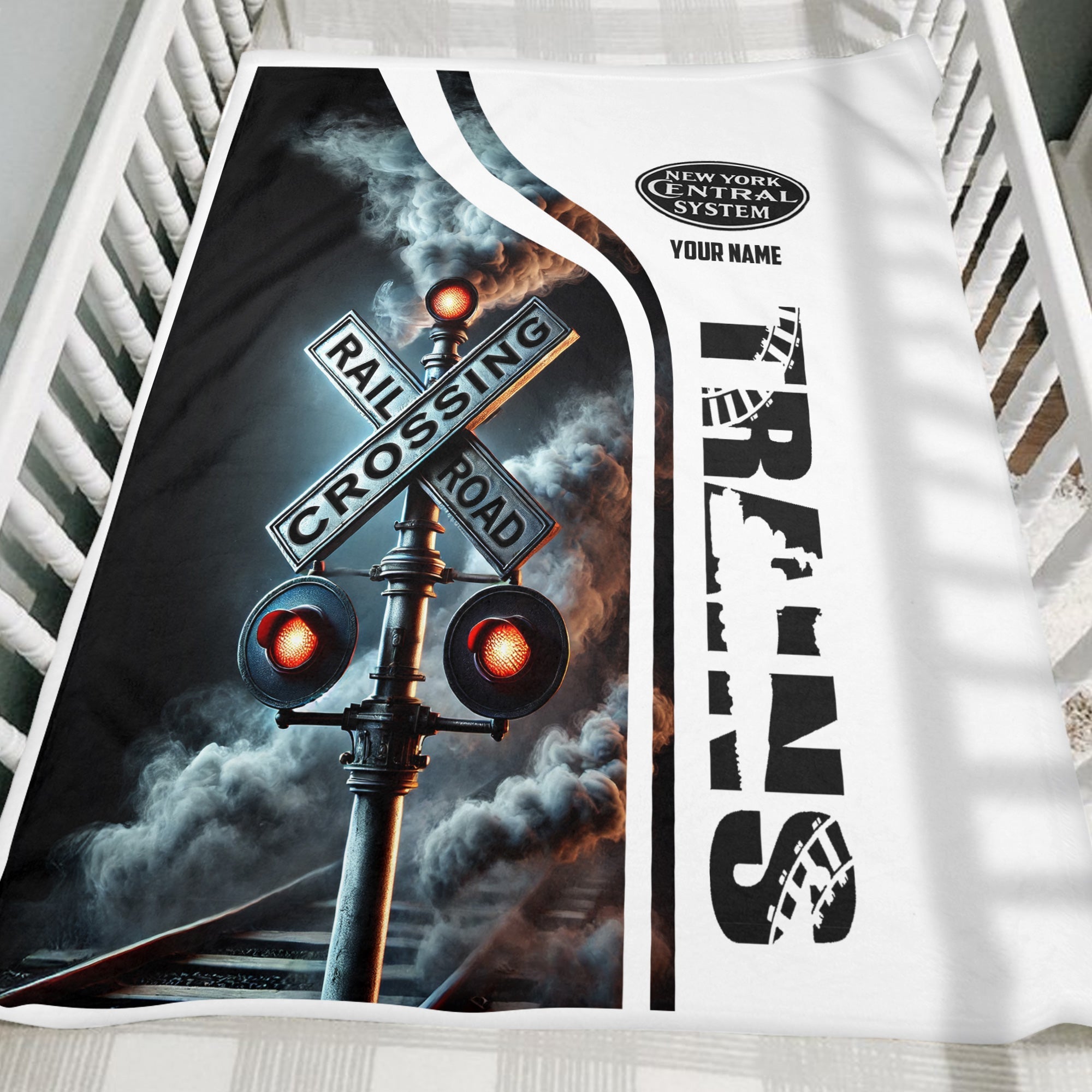 Railspirit Personalized New York Central Railroad Blanket Railroad Crossing Sign Blanket All Over Print