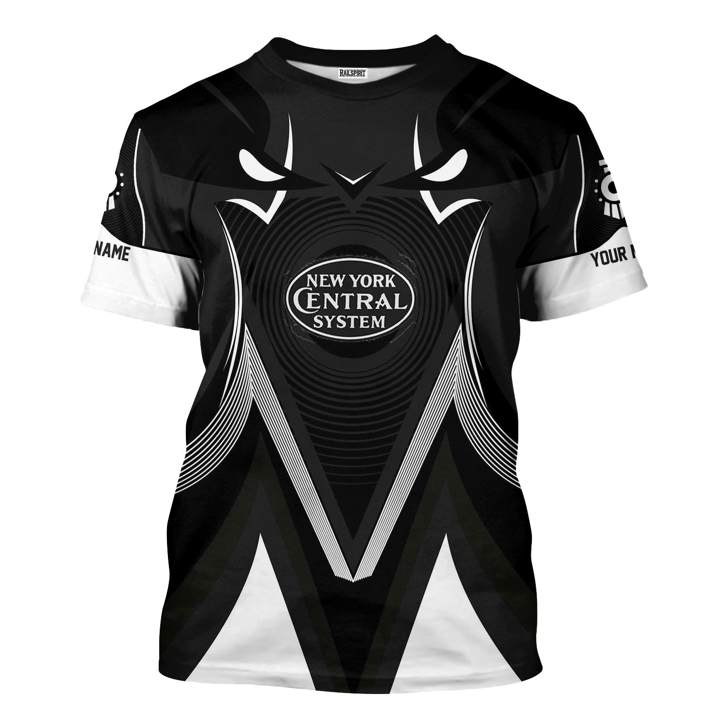 Railspirit Personalized New York Central Railroad T-Shirt Vibrant Graphic Pattern Shirt For Train Enthusiasts