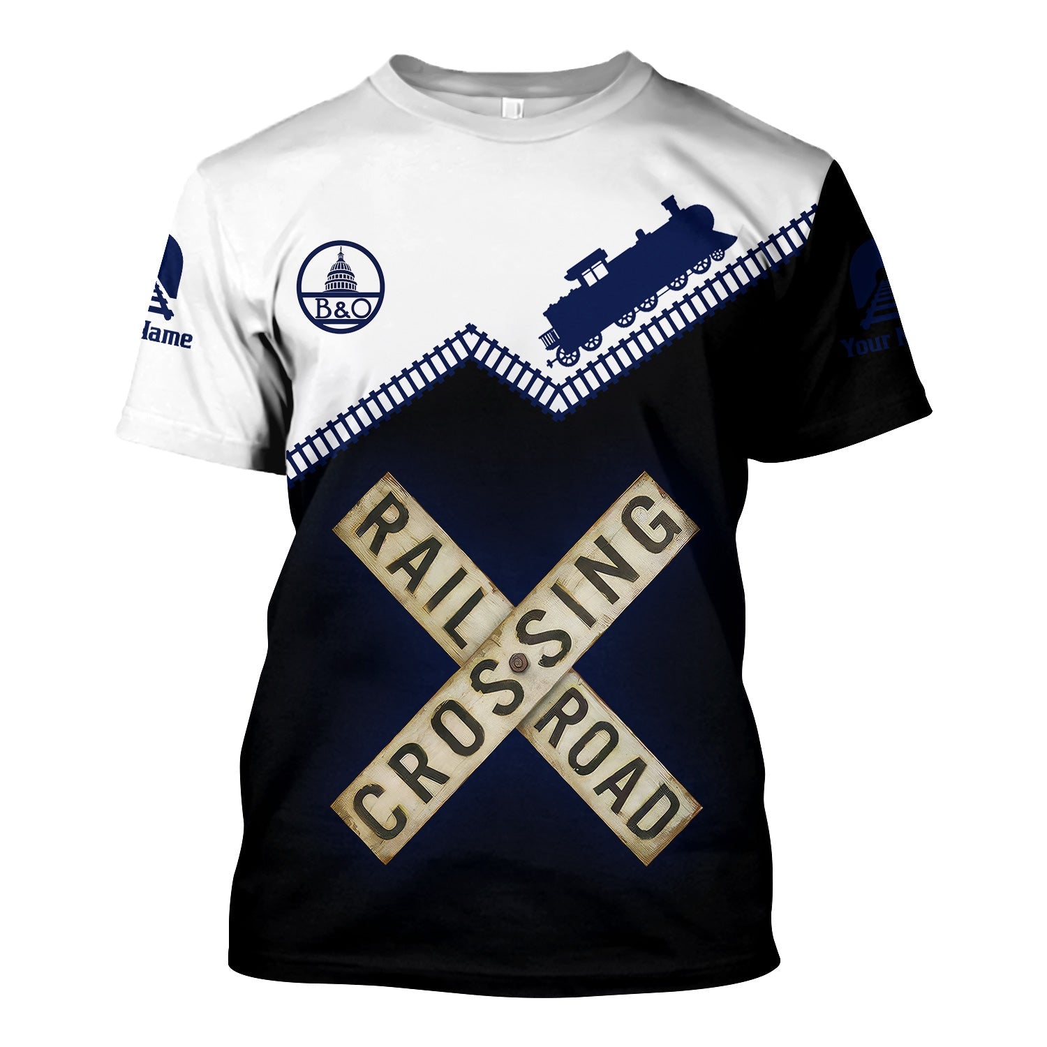 Railspirit Personalized Baltimore and Ohio Railroad T Shirt Railroad Crossing Printed Train Track Shirt