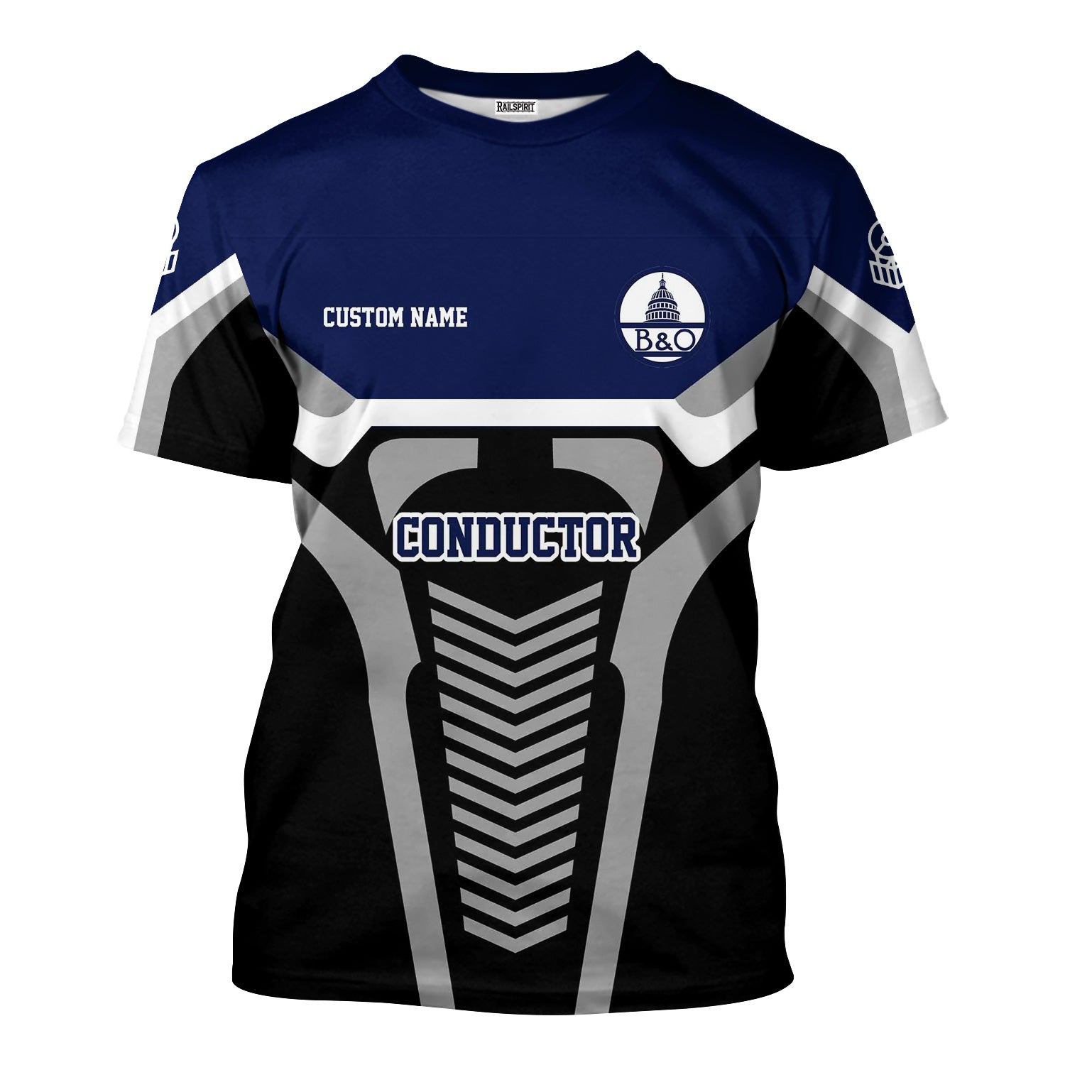 Railspirit Personalized Baltimore and Ohio Railroad T-Shirt Track-Inspired with Custom Job Position B&O Train Shirt