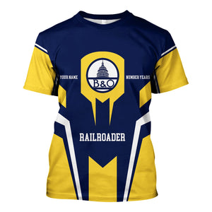 Railspirit Personalized Baltimore and Ohio Railroad T-Shirt Custom Year Railroader B&O Shirt Gift Idea For Train Lover