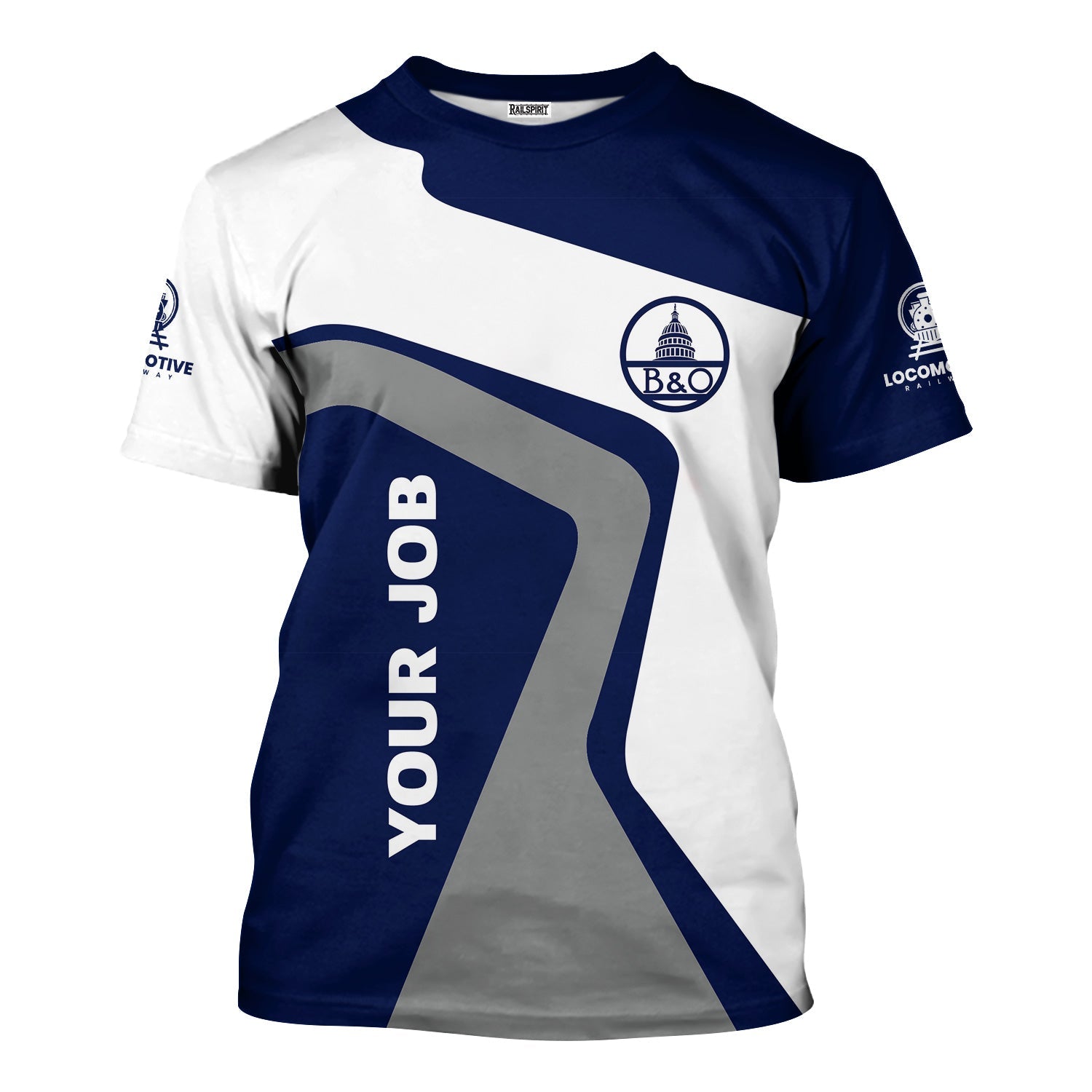 Railspirit Personalized Baltimore and Ohio Railroad T-Shirt Unique Design with Custom Job Position B&O Train Shirt