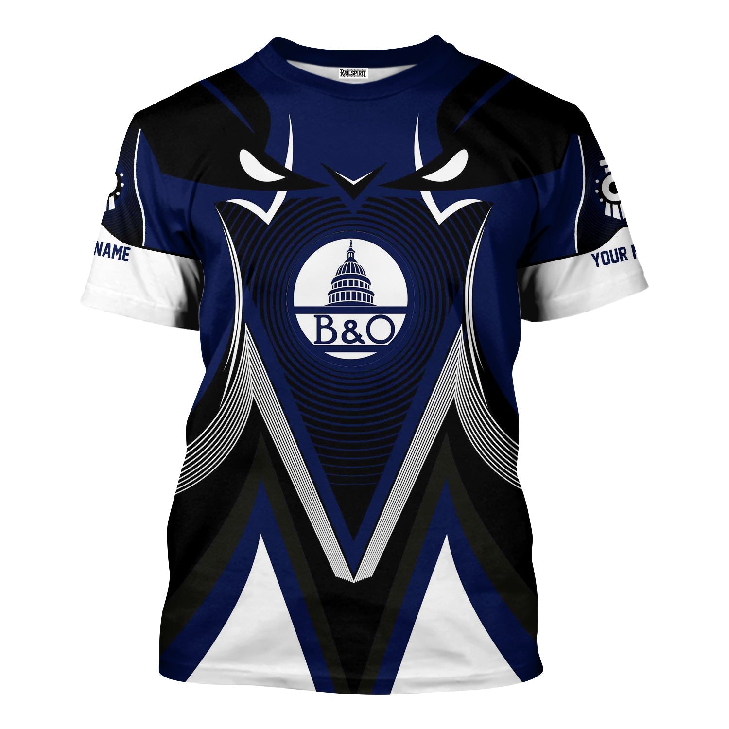 Railspirit Personalized Baltimore and Ohio Railroad T-Shirt Vibrant Graphic Pattern B&O Shirt For Train Enthusiasts