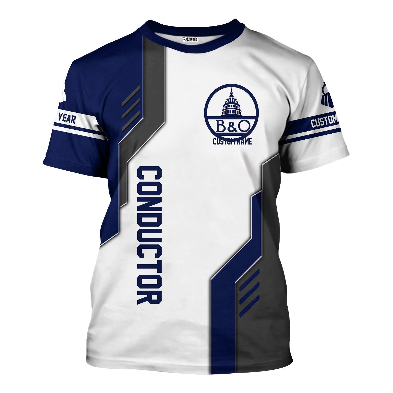 Railspirit Personalized Baltimore and Ohio Railroad T-Shirt Unique Railway Style with Custom Job B&O Train Shirt